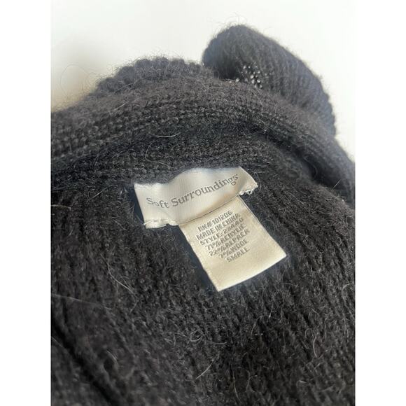Soft Surroundings Alpaca Wool Blend Ruffle Neck Cardigan Black Sz S Boho Artsy - Picture 7 of 9